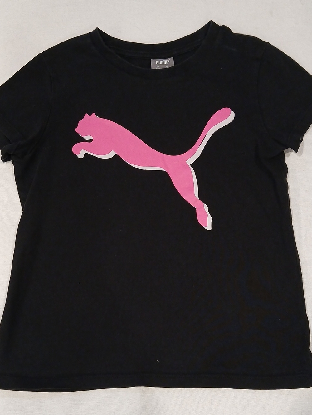 Puma Black Short-Sleeve Tee with Pink Puma Logo